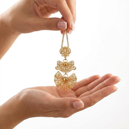 Portuguese Laça Pendant Necklace Gold Plated | Minho Filigree Jewelry Gifts for Christmas, Mother day