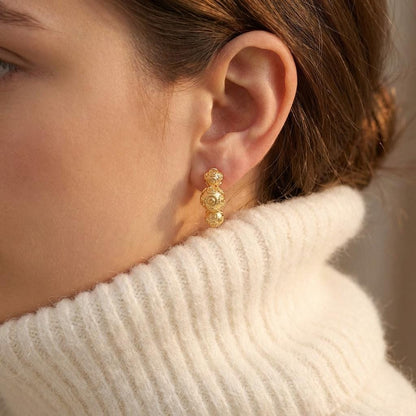 Gold-Plated Viana Balls Earrings | Portuguese Traditional Jewelry for Women