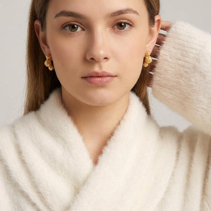 Gold-Plated Viana Balls Earrings | Portuguese Traditional Jewelry for Women