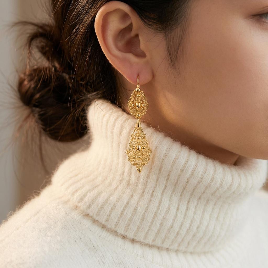 Portuguese Filigree Earrings for Women | Gift for Her Mother’s Day Christmas