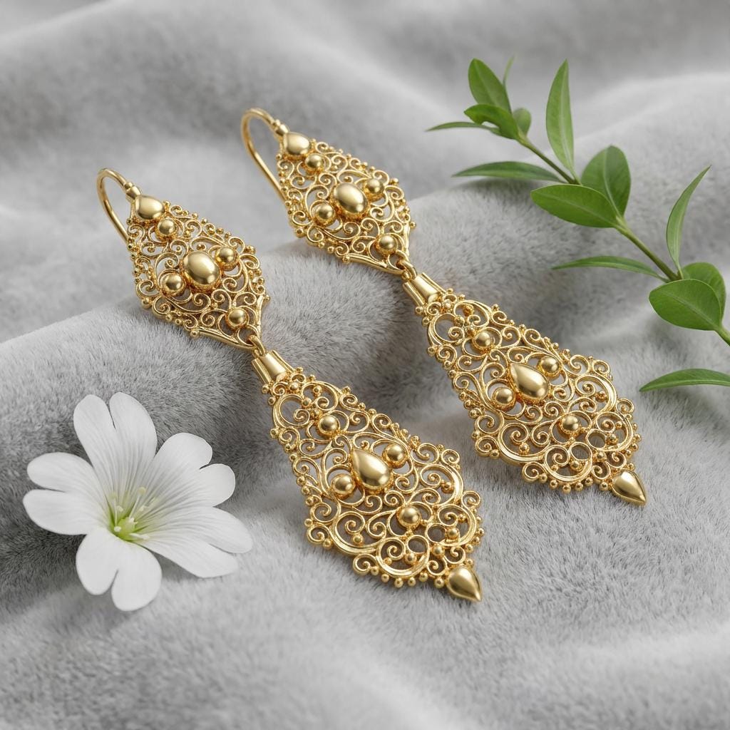 Portuguese Filigree Earrings for Women | Gift for Her Mother’s Day Christmas