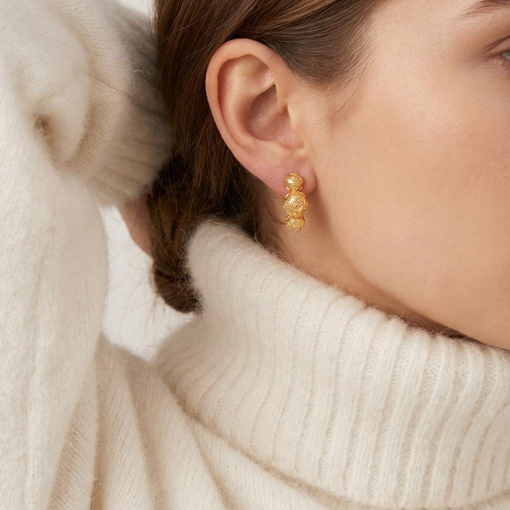 Gold-Plated Viana Balls Earrings | Portuguese Traditional Jewelry for Women