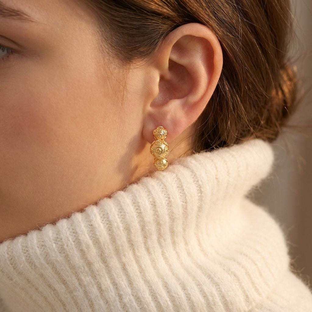 Gold-Plated Viana Balls Earrings | Portuguese Traditional Jewelry for Women