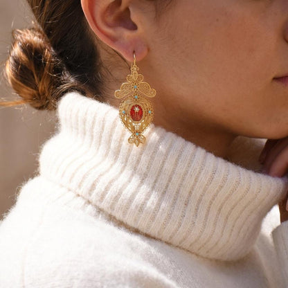 Portuguese “Custódia” Earrings | Gold-Plated Traditional Jewelry