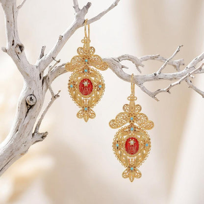 Portuguese “Custódia” Earrings | Gold-Plated Traditional Jewelry