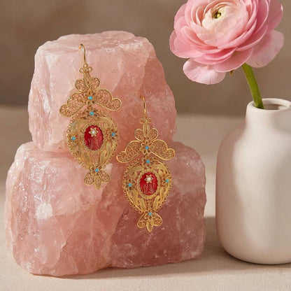 Portuguese “Custódia” Earrings | Gold-Plated Traditional Jewelry