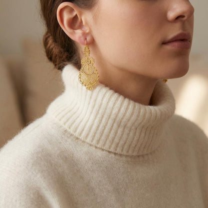 Portuguese Filigree Princesa Dangle Earrings | Traditional Elegant Jewelry
