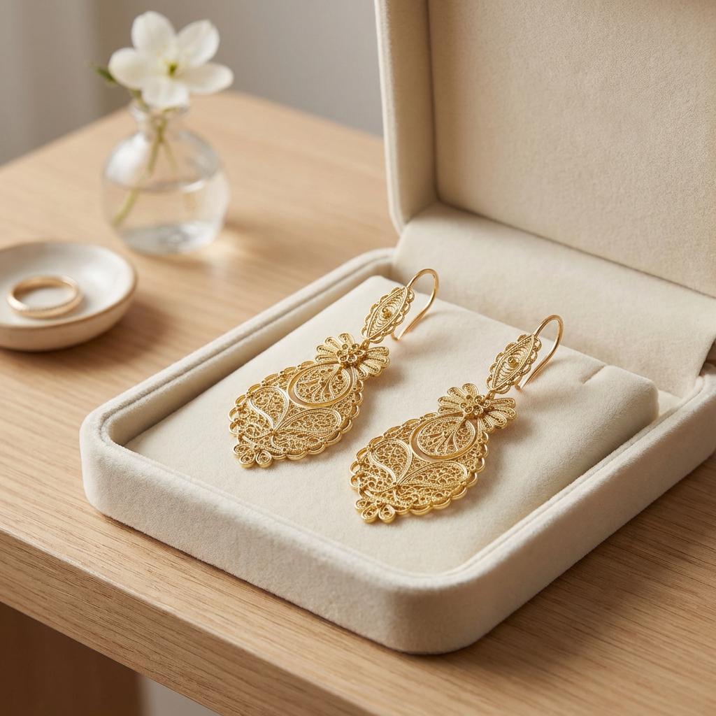 Portuguese Filigree Princesa Dangle Earrings | Traditional Elegant Jewelry