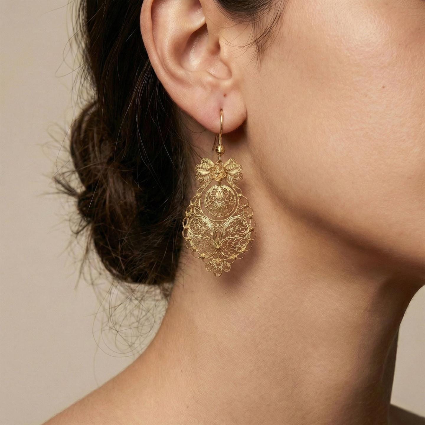 Portuguese Filigree Princesa Dangle Earrings | Traditional Elegant Jewelry