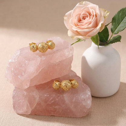 Gold-Plated Viana Balls Earrings | Portuguese Traditional Jewelry for Women
