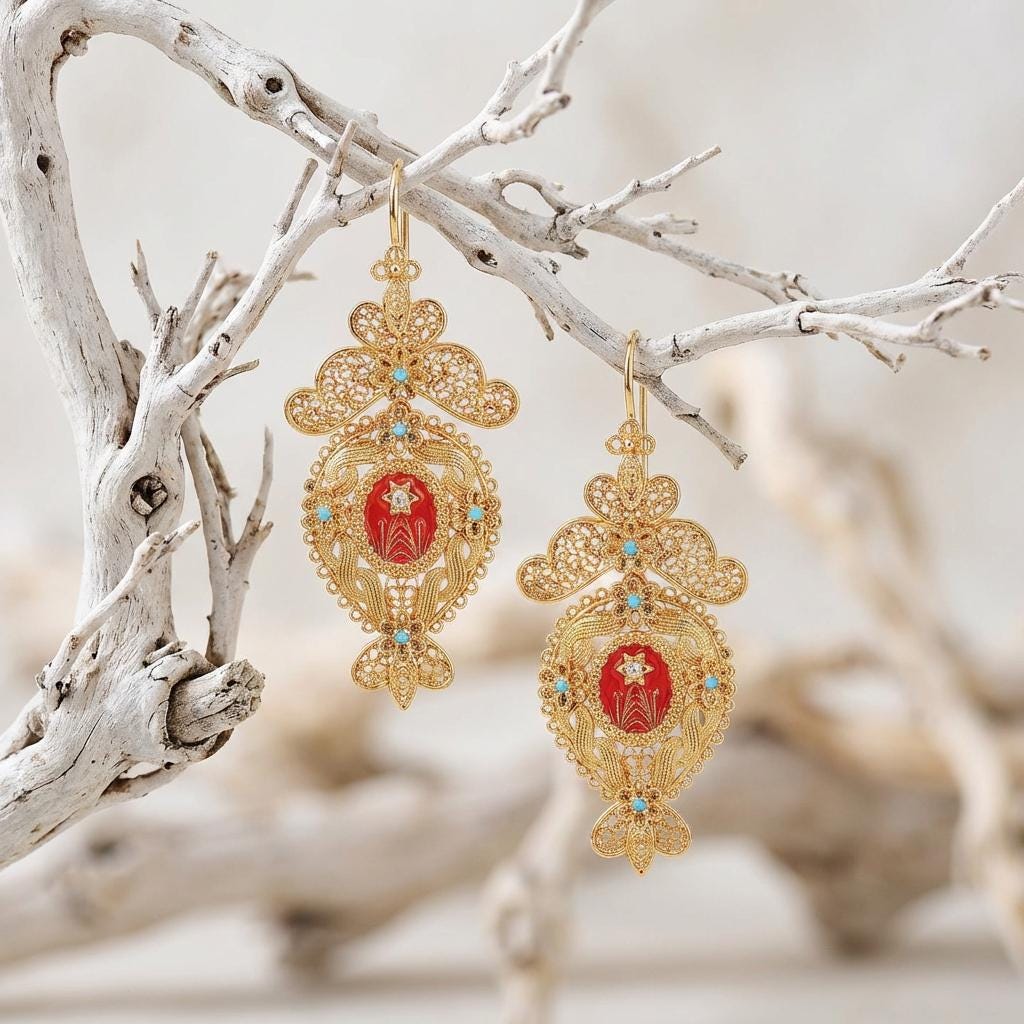 Portuguese “Custódia” Earrings | Gold-Plated Traditional Jewelry