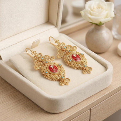 Portuguese “Custódia” Earrings | Gold-Plated Traditional Jewelry