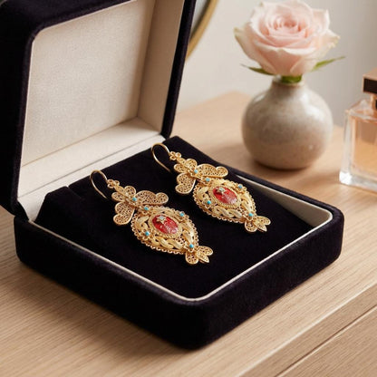 Portuguese “Custódia” Earrings | Gold-Plated Traditional Jewelry