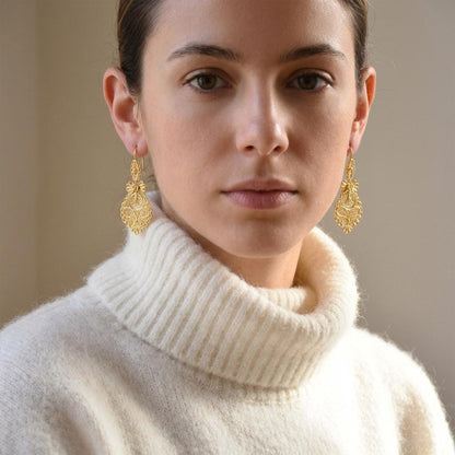 Portuguese Filigree Princesa Dangle Earrings | Traditional Elegant Jewelry