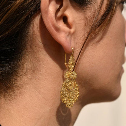 Portuguese Filigree Princesa Dangle Earrings | Traditional Elegant Jewelry