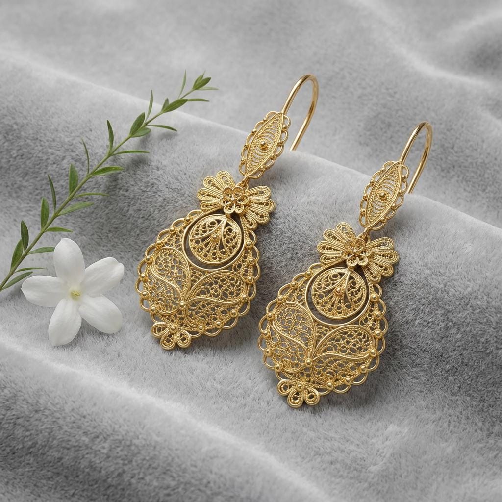 Portuguese Filigree Princesa Dangle Earrings | Traditional Elegant Jewelry